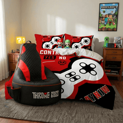 Bean Bag + Quilt Set (Blk/Red) - Throne Boss Australia